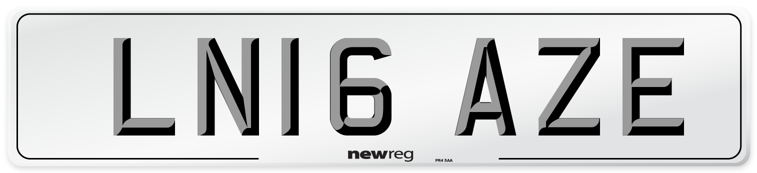 LN16 AZE Number Plate from New Reg